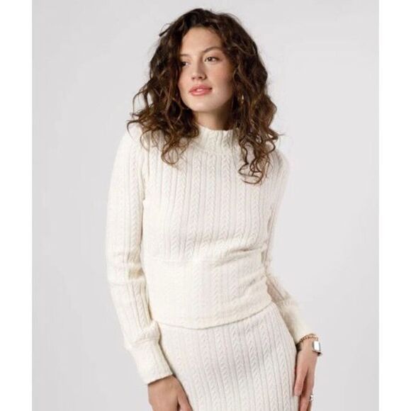 BOG - 🎉HP🎉 BAND OF THE FREE NWT “Raquel Ivory Cropped Pullover Sweater/Mock Neck - Picture 11 of 15